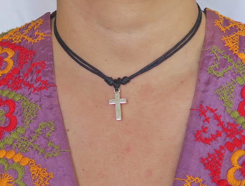 Cross Silver Colour Sliding Knots Necklace - Main Image
