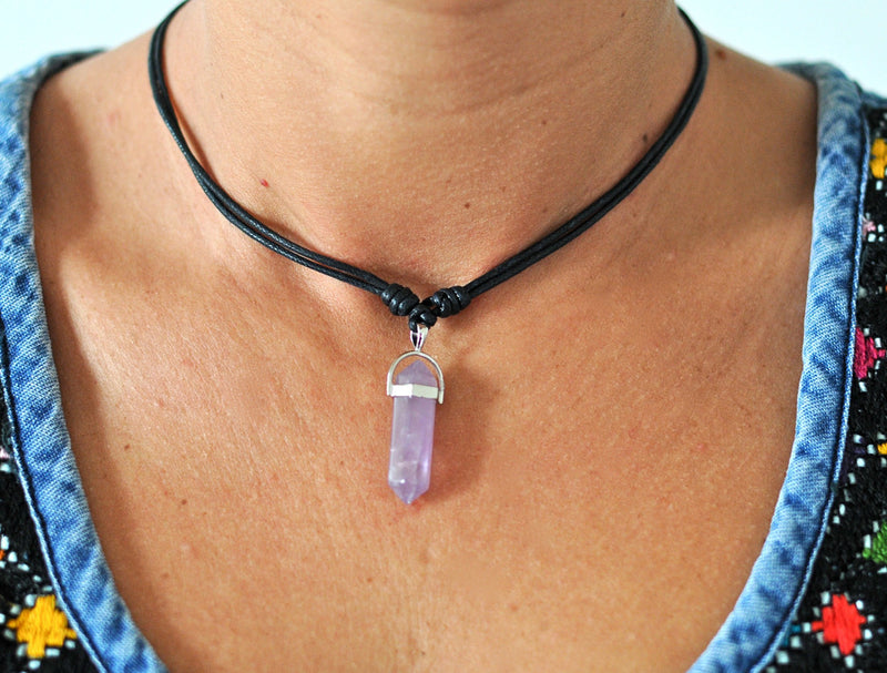 Amethyst crystal pendant