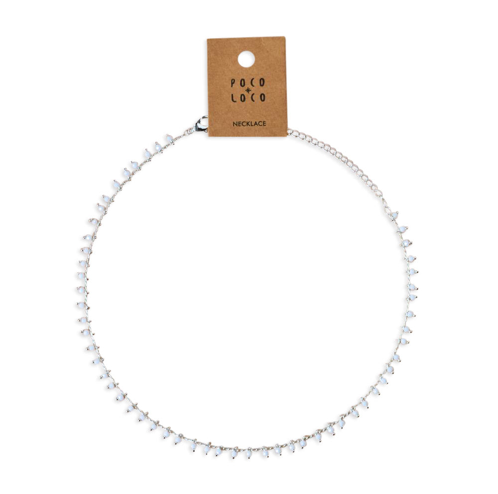 Chain Necklace Silver with White beads