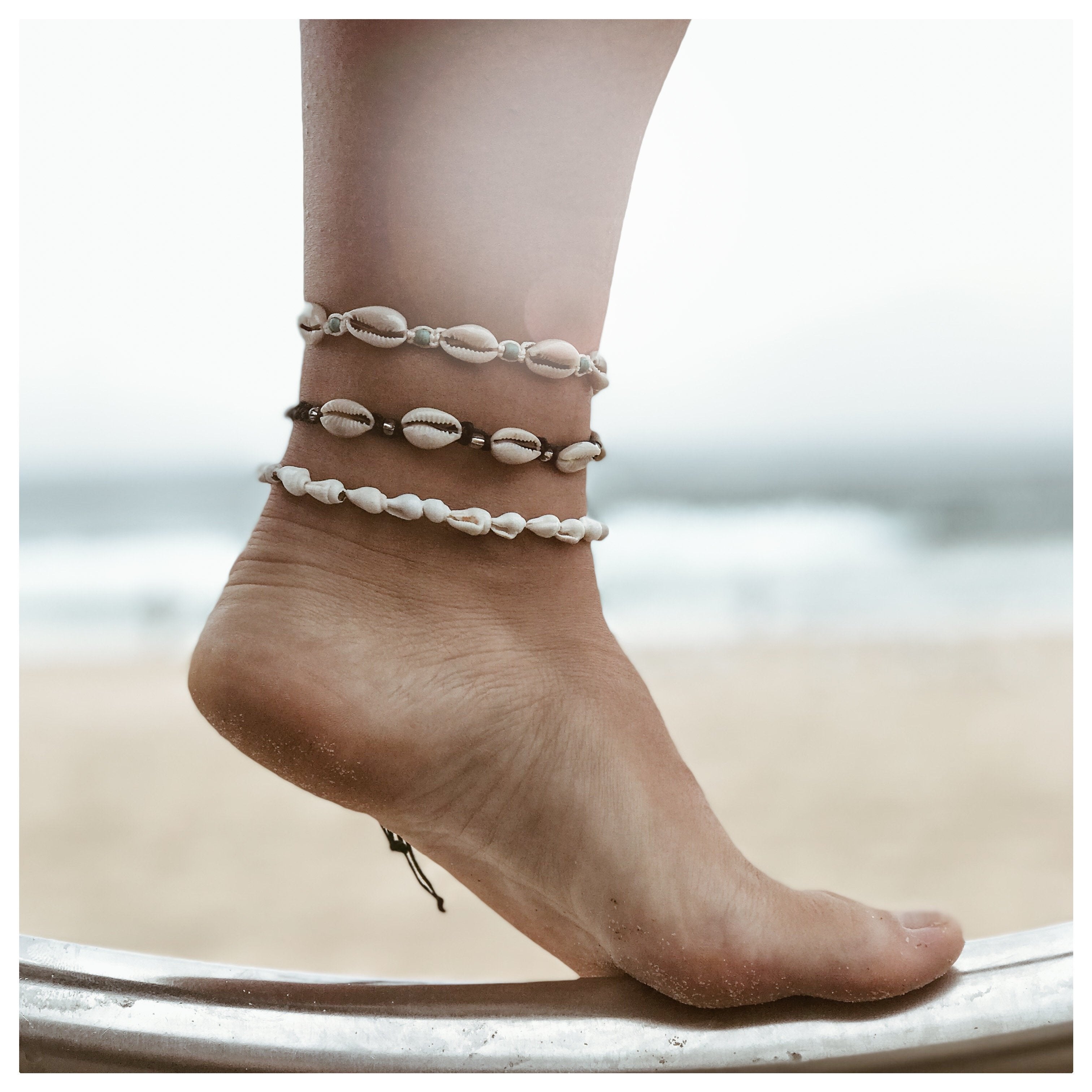Poppy Pearl & Glass Beaded Anklet - Turquoise - Arms Of Eve