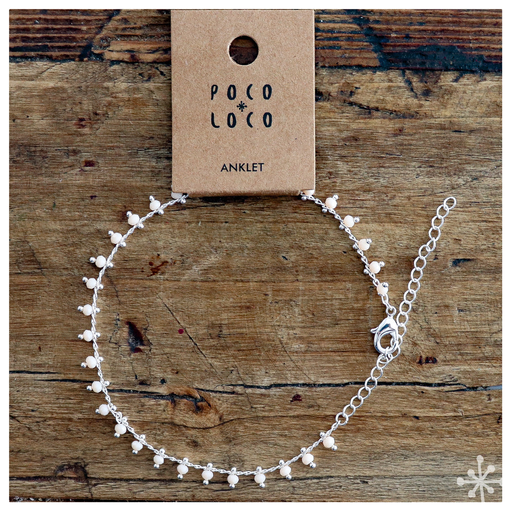 Peach and Silver anklet