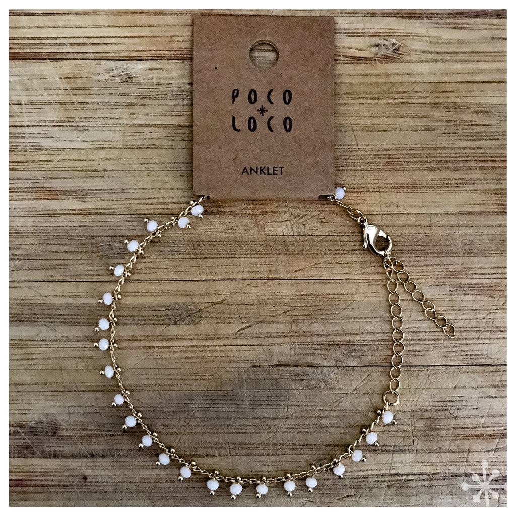 Gold anklet with peach beads