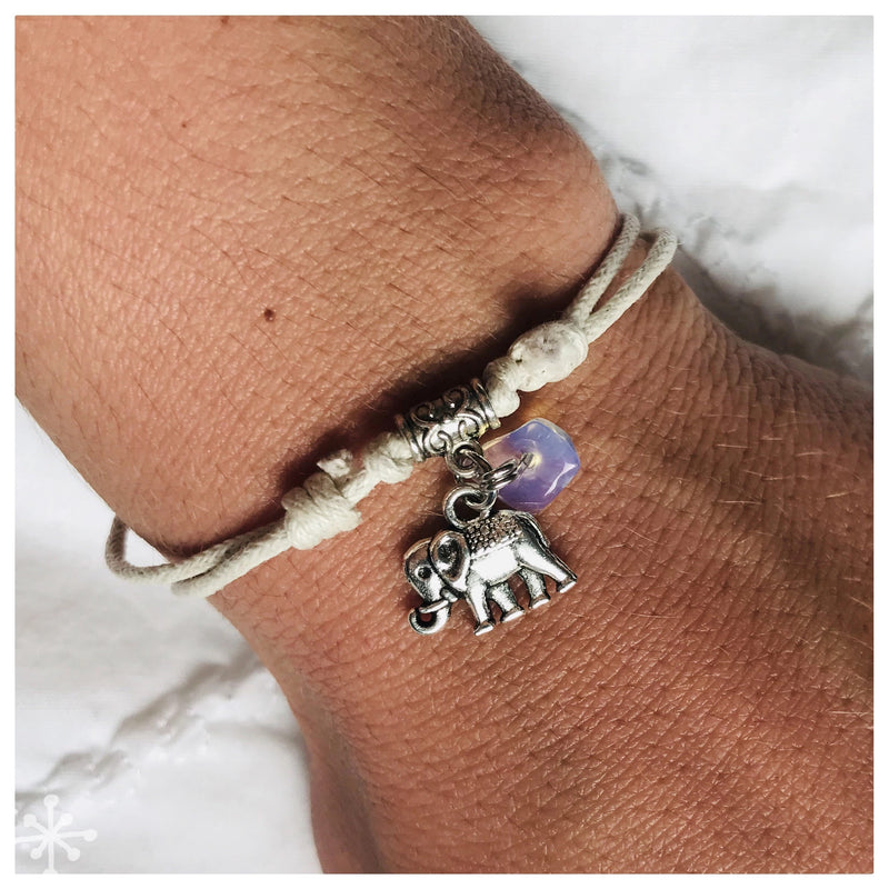 Elephant bracelet with sea opal