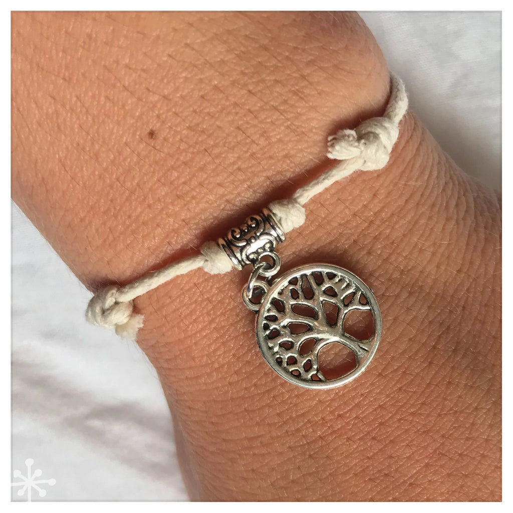 Tree of life bracelet with white sliding knots
