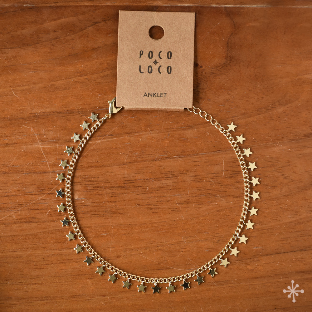 Gold anklet with stars