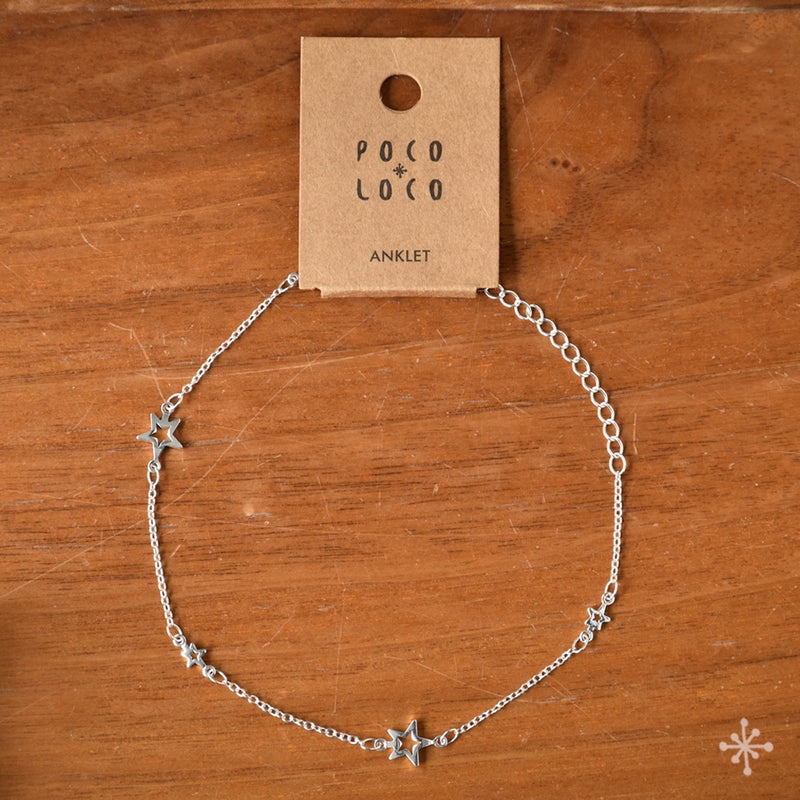 Silver star anklet