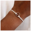 Wave Bracelet Silver with Double Cream Cord