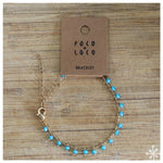 Chain Bracelet Gold Plated with Blue beads