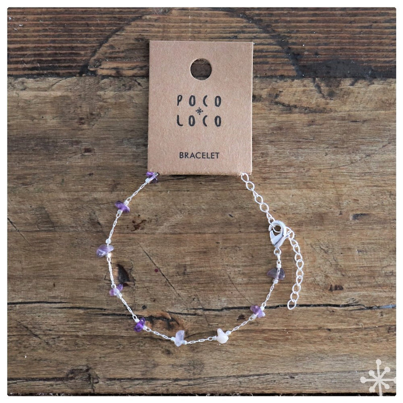 Chain Bracelet Silver plated with Amethyst stones