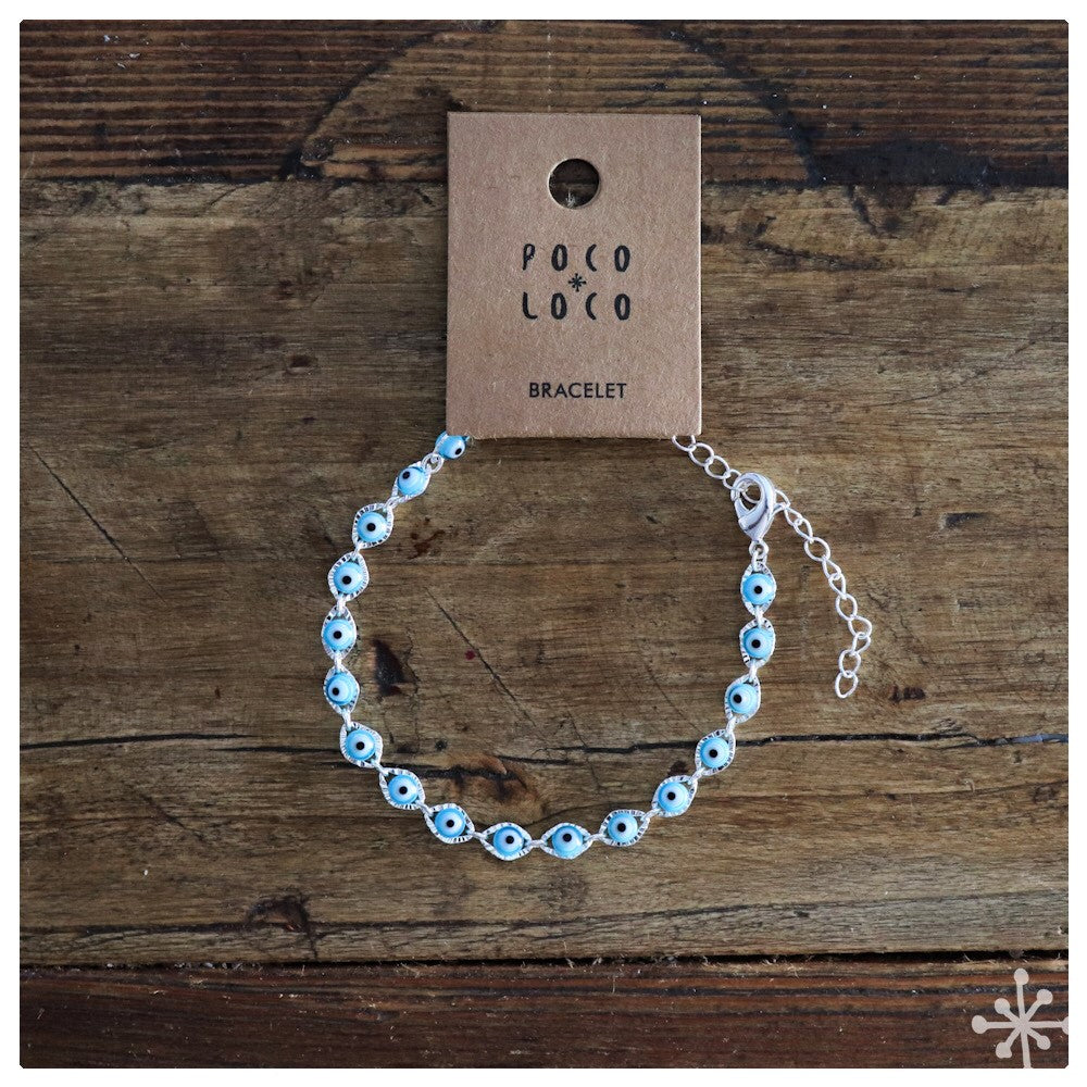 Chain Bracelet silver plated with evil eye beads