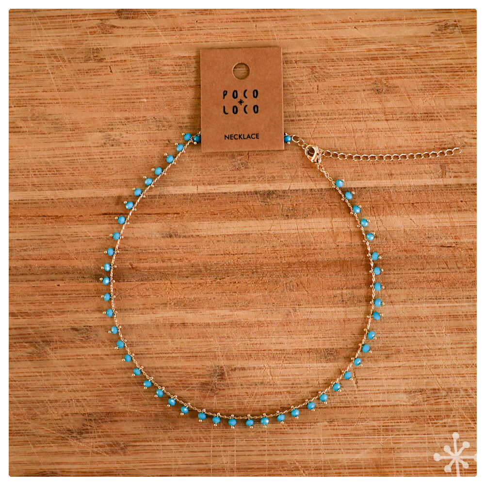 Chain Necklace Gold - Blue