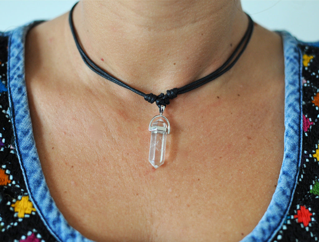 Amazon.com: Rose Quartz Crystal Pencil Point Pendant Necklace with  Adjustable Cord - Natural Healing Crystals and Stones for Men, Women and  Kids : Clothing, Shoes & Jewelry