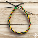 Cotton thin anklet rasta colours 