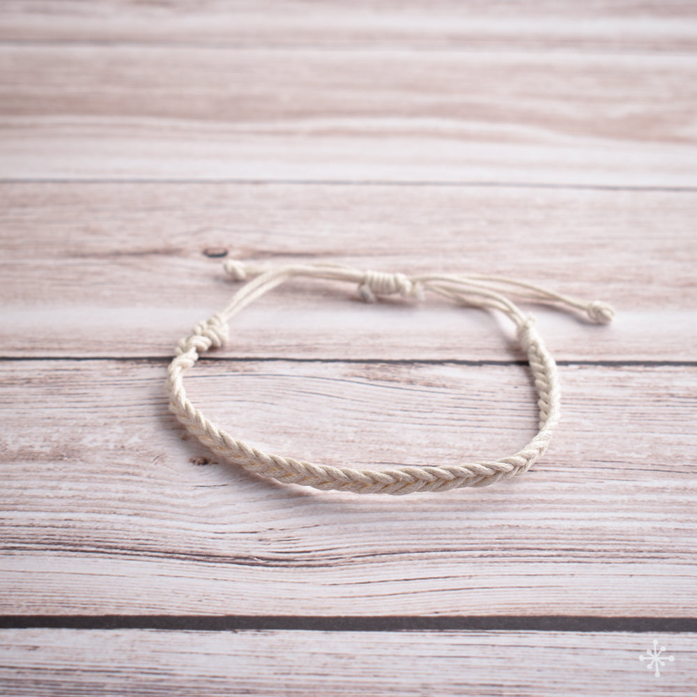 Hand plaited bracelet cotton thin cream