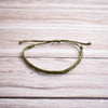 Hand plaited bracelet cotton thin green khaki