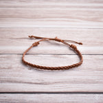 Hand plaited bracelet cotton thin light brown