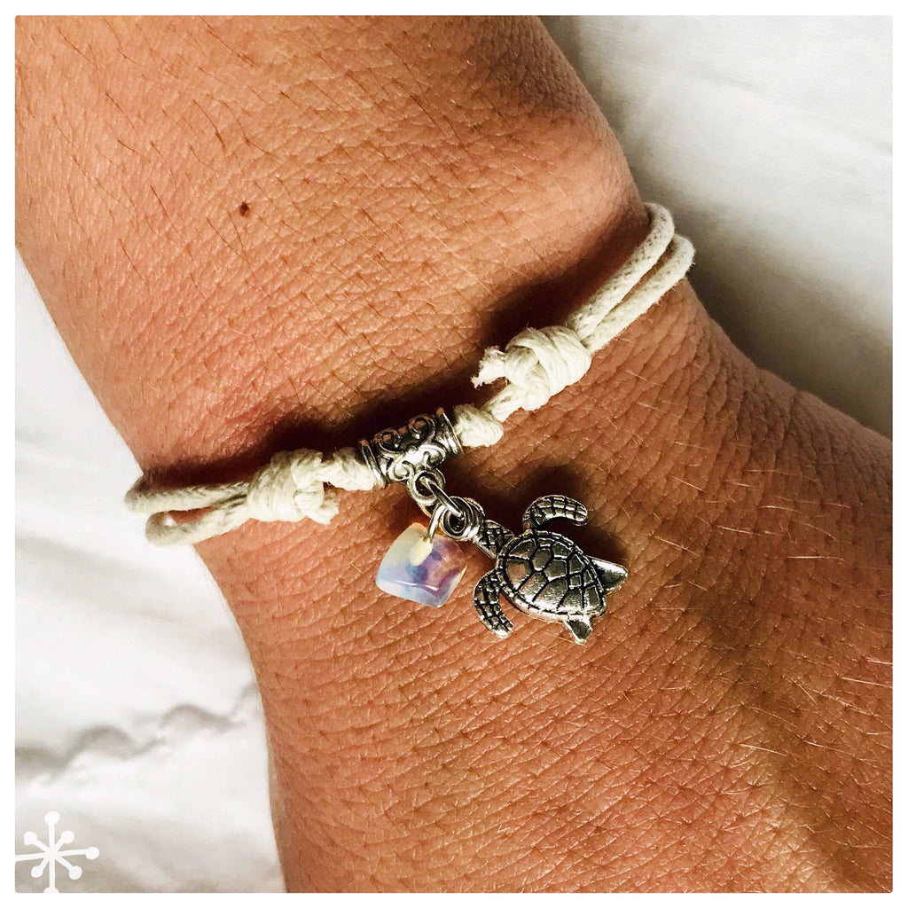 Turtle bracelet with sea opal