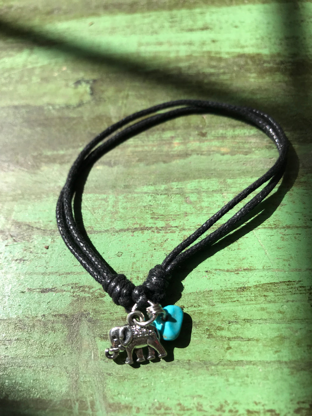 Silver Elephant Anklet with turquoise