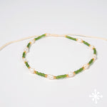 fresh water pearl bracelet with green beads