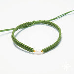 Macrame Bracelet Single Pearl Green