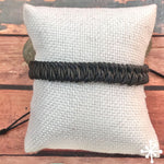 Leather Bracelet Black Hand plaited - Mapuche