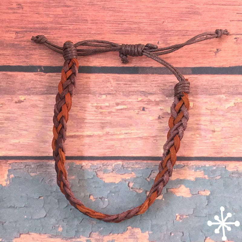 Leather Bracelet Mixed colours Dark Brown and Light Brown