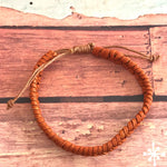 Light Brown Leather Bracelet Hand plaited - Mapuche