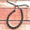 Black Leather Bracelet Round Plaited - Quechua