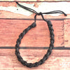 Black Leather Bracelet Round Plaited - Quechua