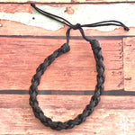 Black Leather Bracelet Round Plaited - Quechua