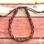 Dark Brown Leather Bracelet Round Plaited - Quechua
