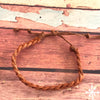 Light Brown Leather Bracelet, Hand plaited - Toba