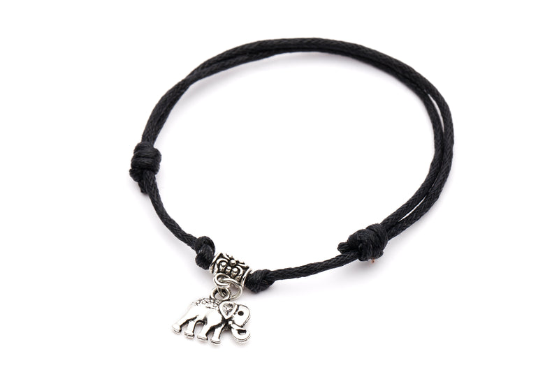 Silver Elephant bracelet sliding knots