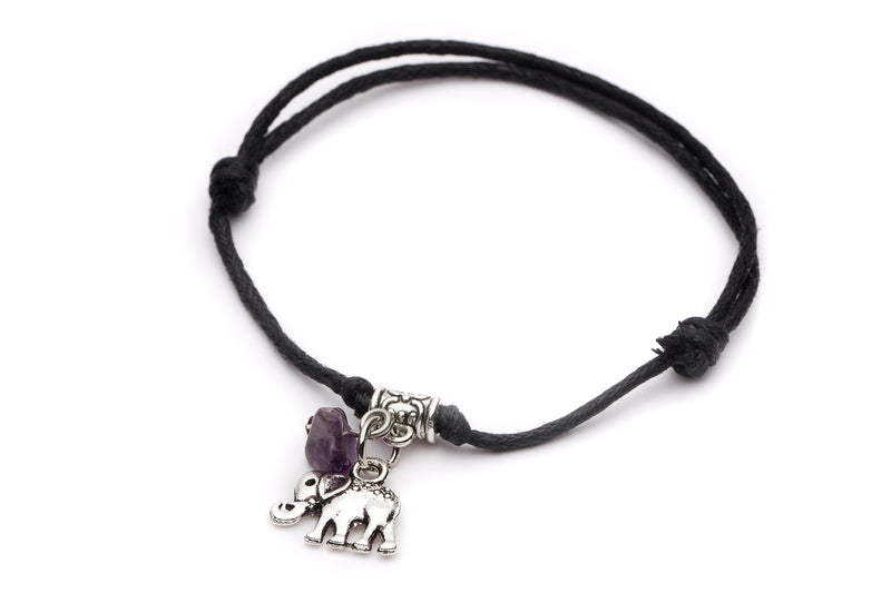 Elephant bracelet with amethyst