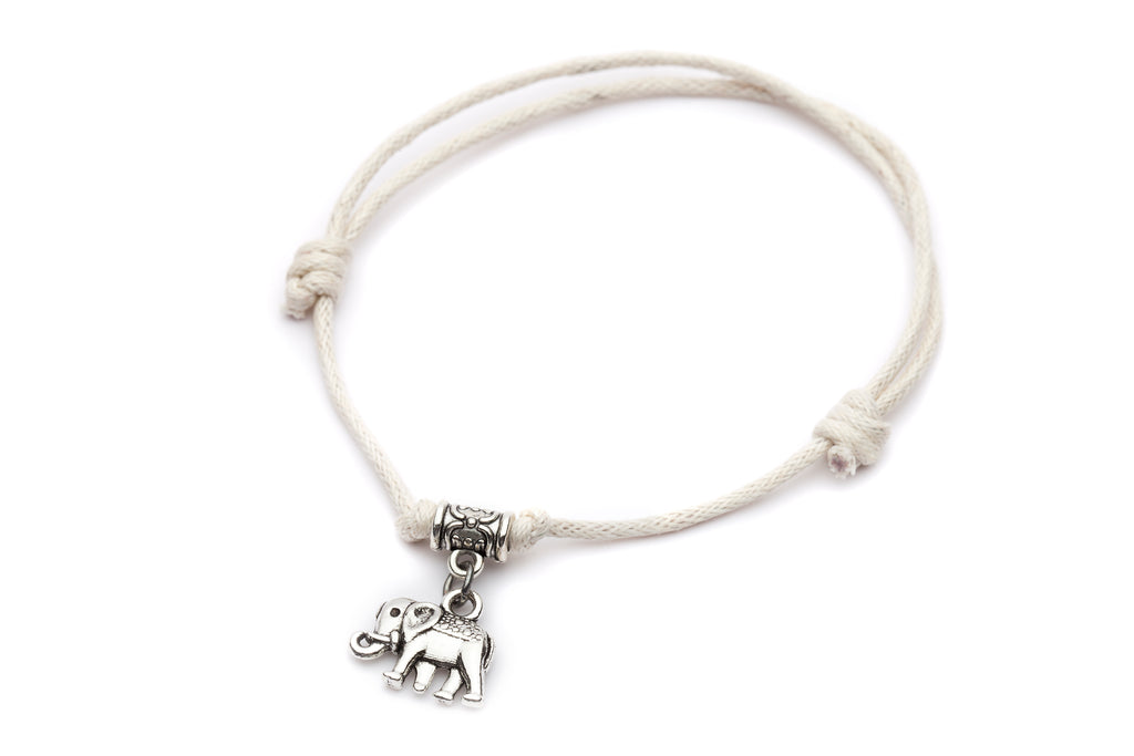 Silver Elephant bracelet sliding knots