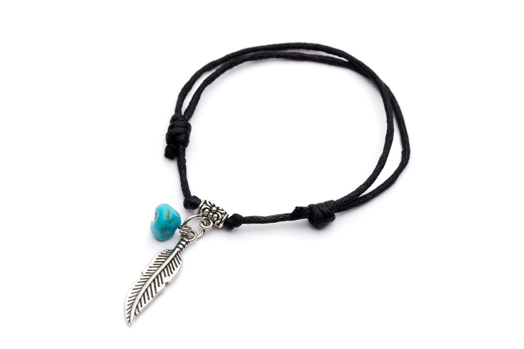 Feather bracelet with turquoise