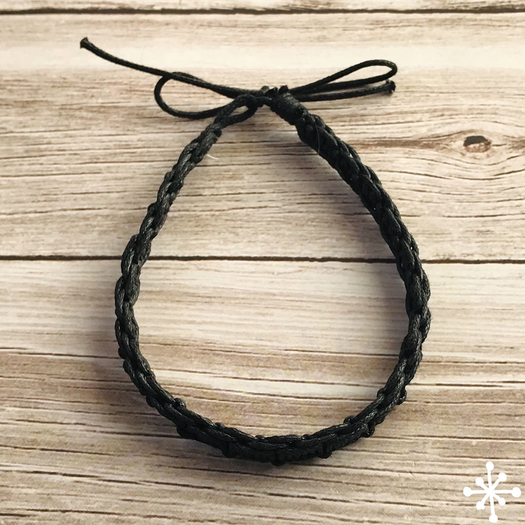 Black cotton anklet