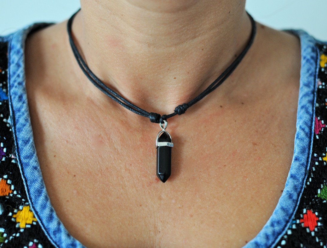 Black string necklace, TRIBAL pendant - sharp tooth | Jewelry Eshop