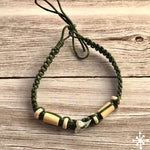 Macrame anklet shark tooth green 