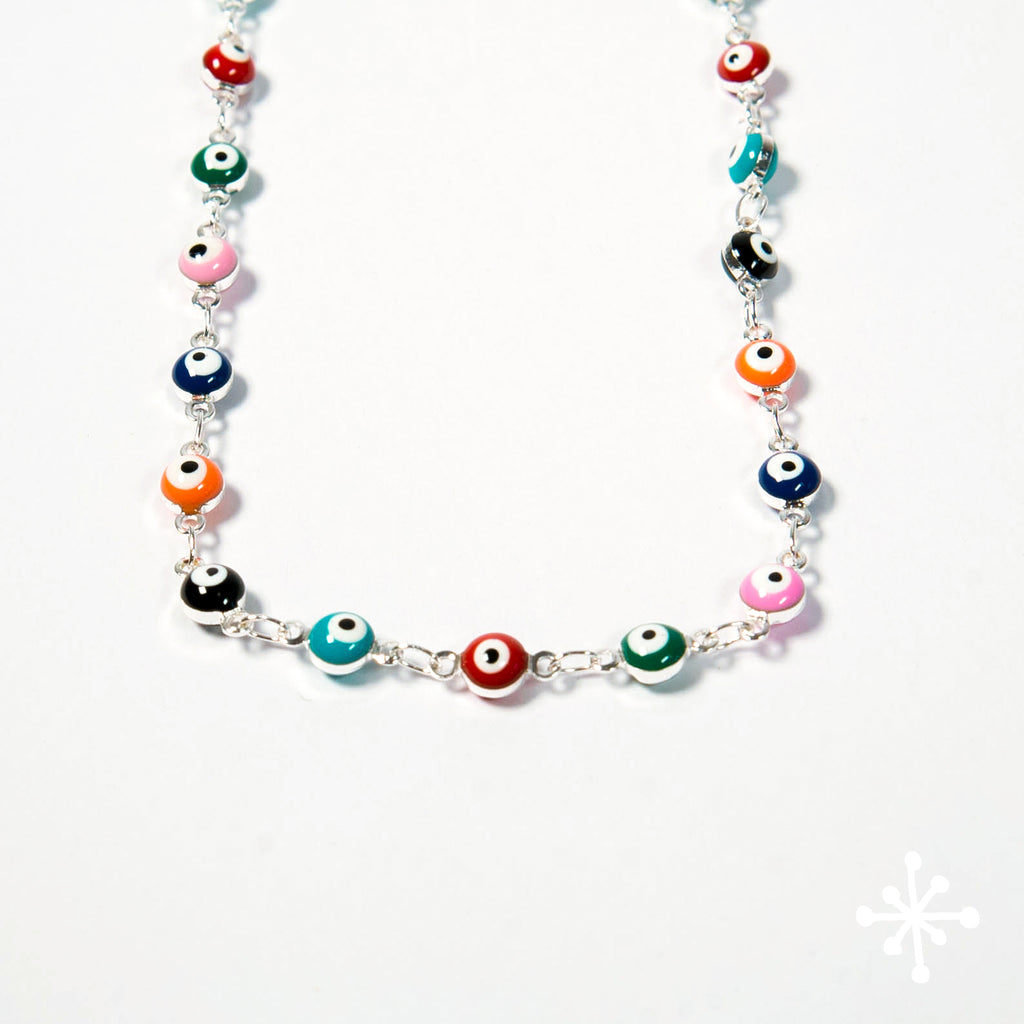 Combo of 3 Blue/multicolour Evil Eye Beads Silver Rakhi Bracelet | DDR –  Digital Dress Room