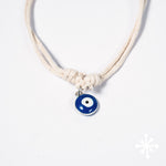 cream evil eye anklet