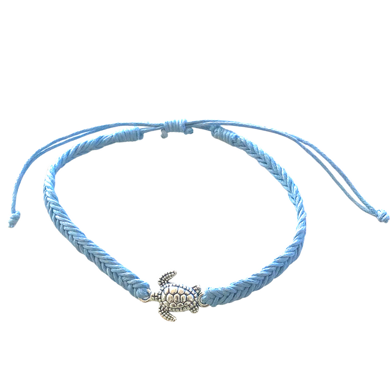 Turtle anklet light blue