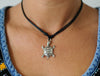 Large Turtle Necklace  Black cord