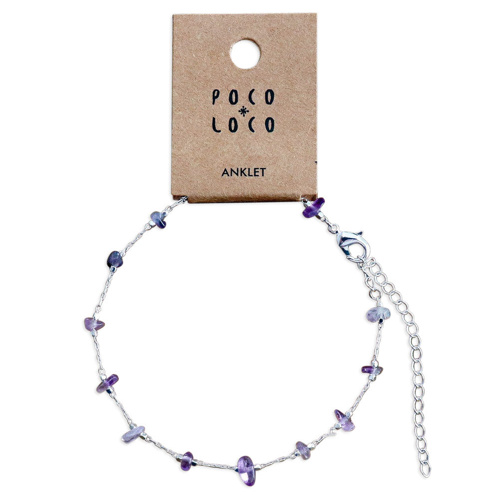 Amethyst Anklet With Silver Chain