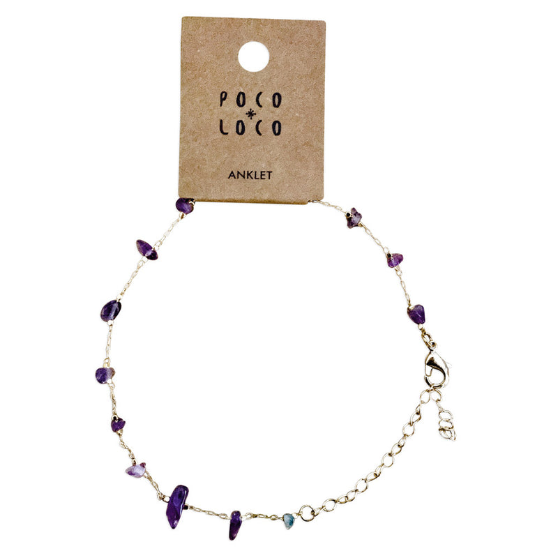 Gold anklet with amethyst