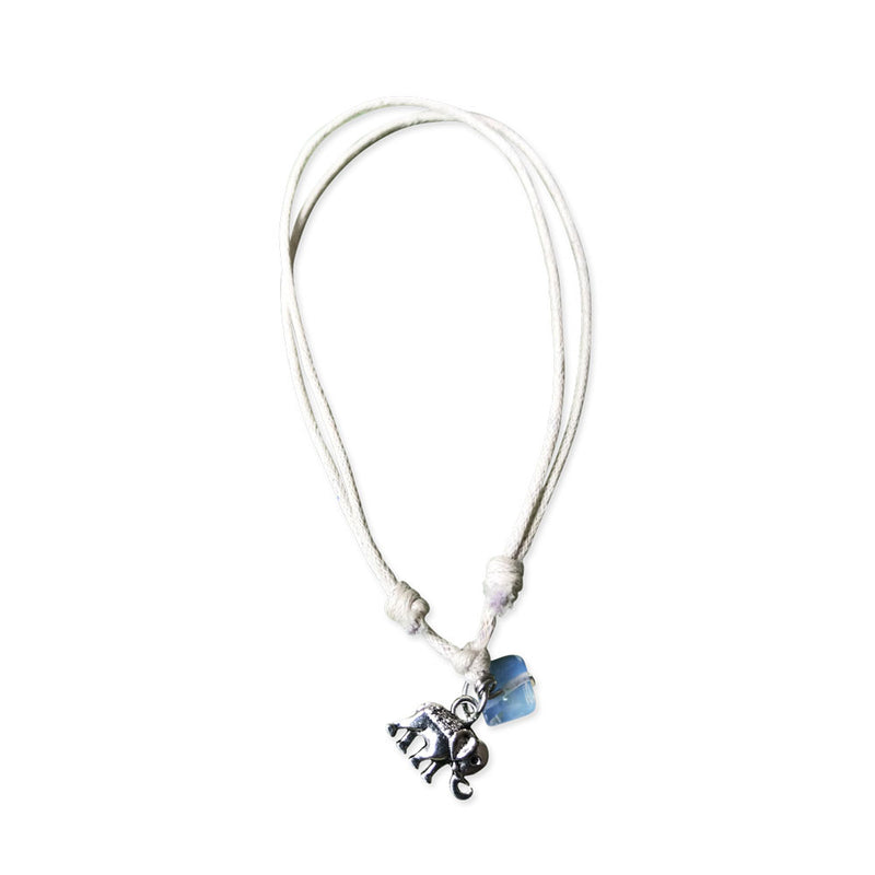 Silver Elephant Anklet with sea opal