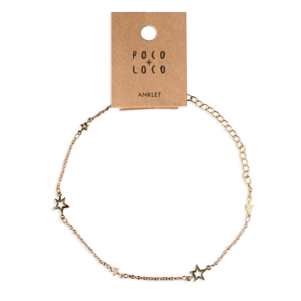 Gold anklet with flat stars