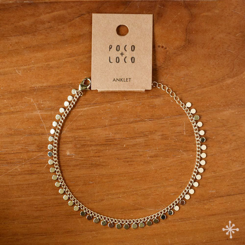 Gold Anklet with sphere disc charms