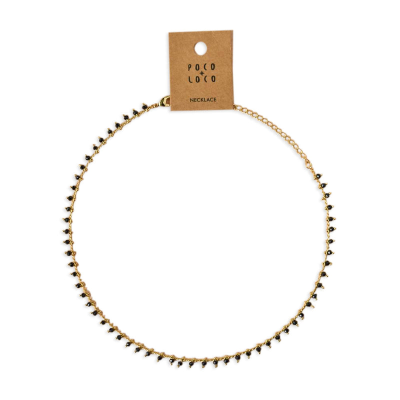 Gold necklace with black beads