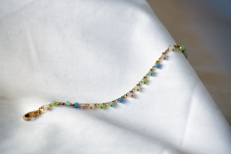 Fine Gold necklace with multi colour beads